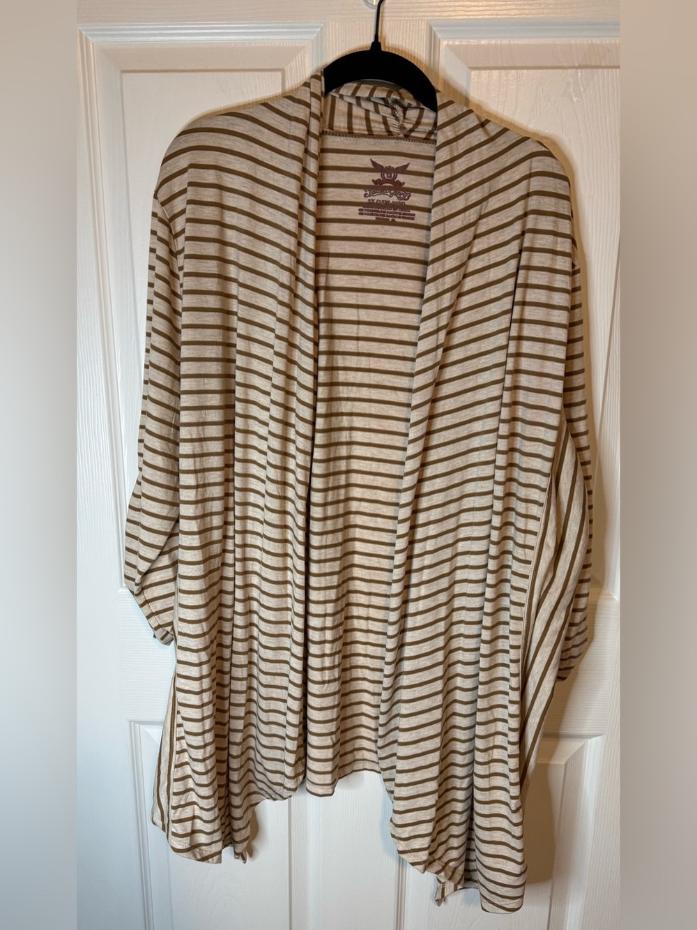 Faded Glory Beige and Brown Striped Open Cardigan